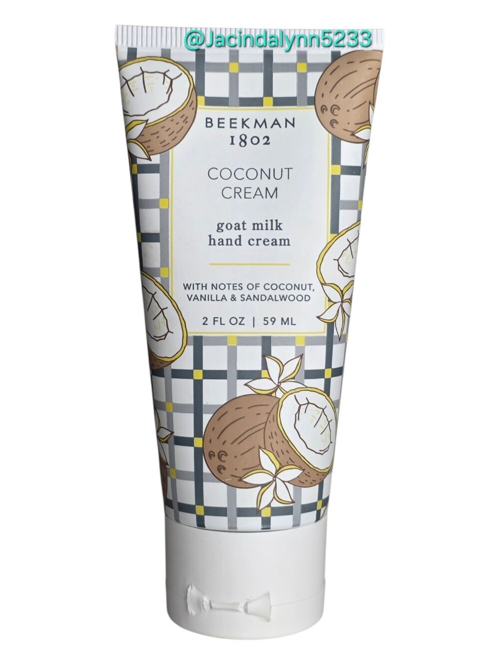 Beekman 1802 Coconut Cream Goat Milk Hand Cream Luxury Skincare 2 Ounce Tube
